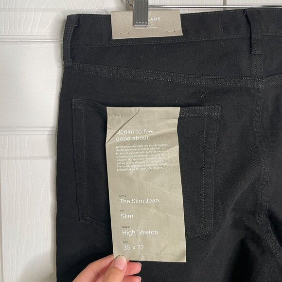 Everlane Uniform The Slim High Stretch Black Denim Jeans Men's Size 35x32 NWT - Picture 5 of 9